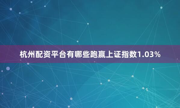 杭州配资平台有哪些跑赢上证指数1.03%