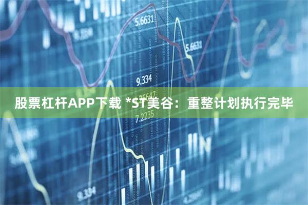 股票杠杆APP下载 *ST美谷：重整计划执行完毕